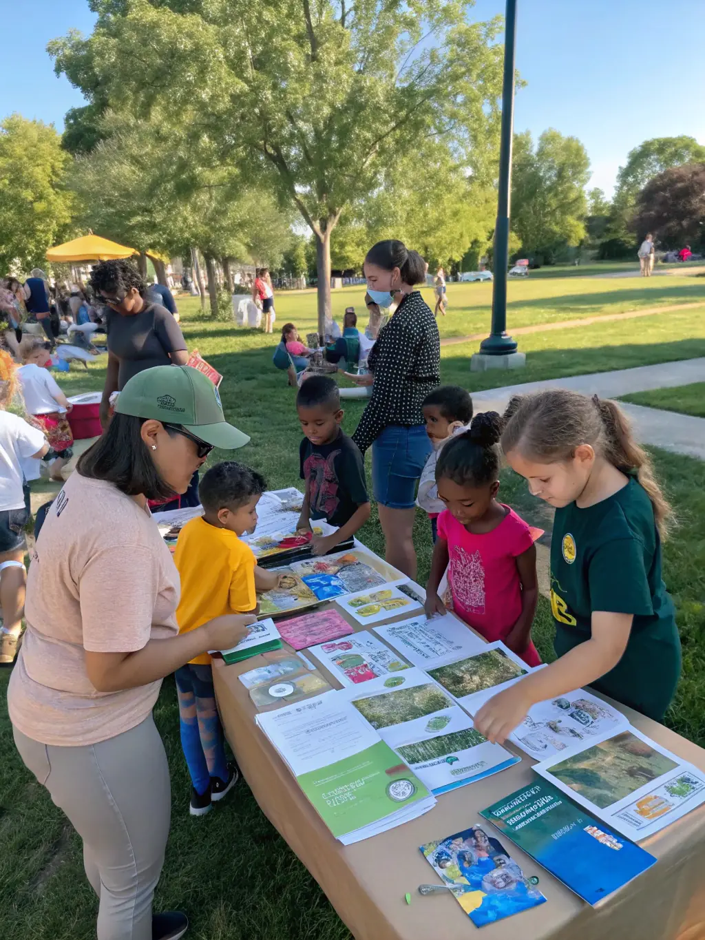 A picture of a community event organized by the Syndicat, featuring educational displays about local wildlife and the importance of conservation.